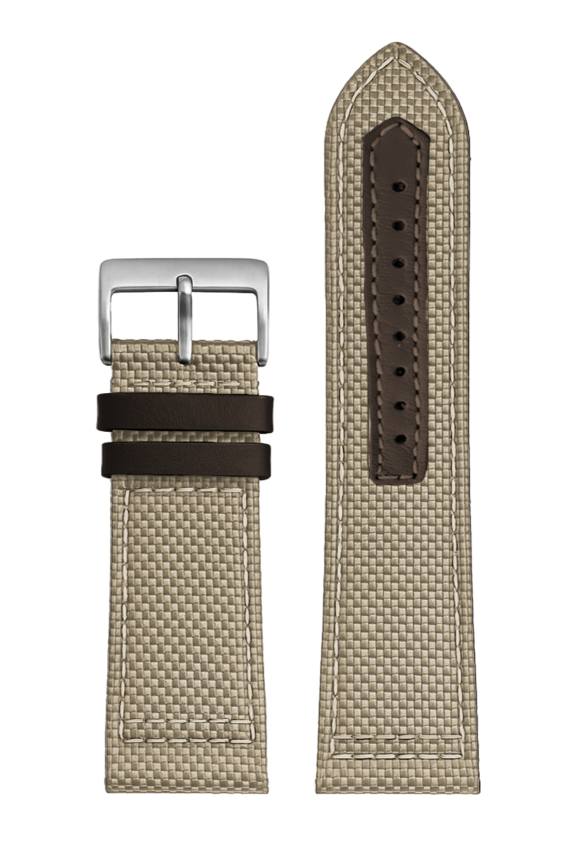 Pulseira Nylon Bege Fivela Prata PU296GB (22mm)