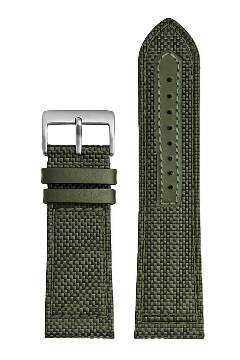 Pulseira de Couro/Nylon Com Fivela Prata (20mm - 24mm)