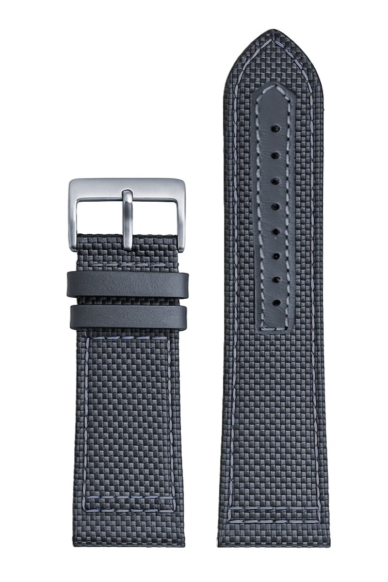 Pulseira de Couro/Nylon Com Fivela Prata (20mm - 24mm)