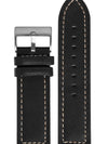 Pulseira Couro Reta Preto Fivela Prata PU052.22 (22mm)