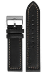 Pulseira Couro Reta Preto Fivela Prata PU052.22 (22mm)