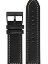 Pulseira Couro Reta Preto Fivela Preto PU094 (24mm)
