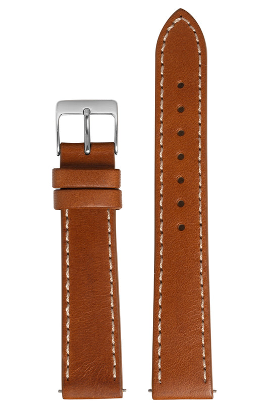 Pulseira Couro Lisa Havana Fivela Prata