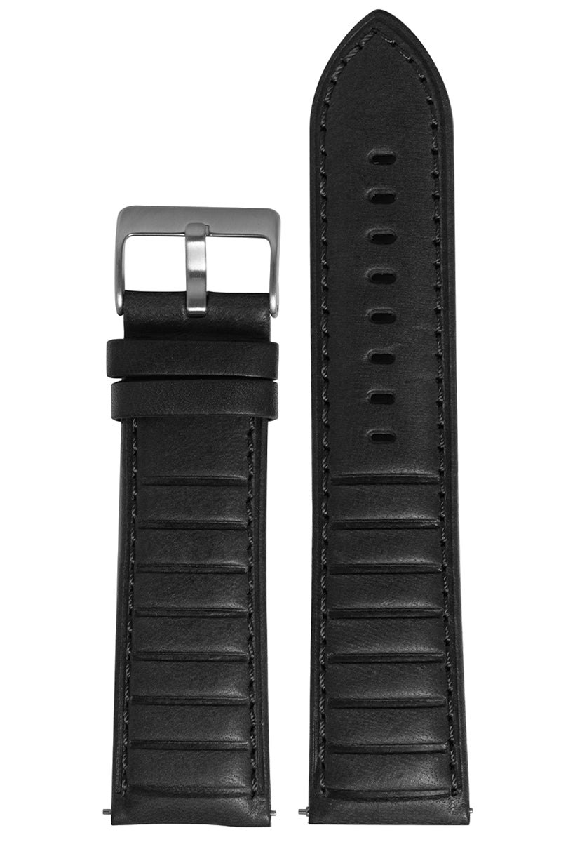 Pulseira Couro Gomo Marrom Fivela Prata (24mm)