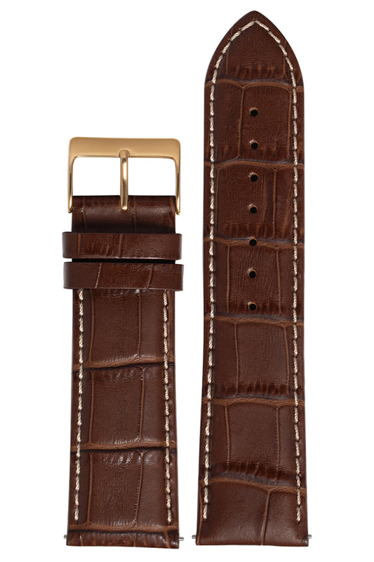 Pulseira Couro Tipo Croco Fivela Rosegold (24mm)