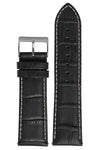 Pulseira Couro Preto Fivela Prata PU1022 (24mm)