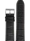 Pulseira Couro Tipo Croco Com Fivela Prata (24mm)