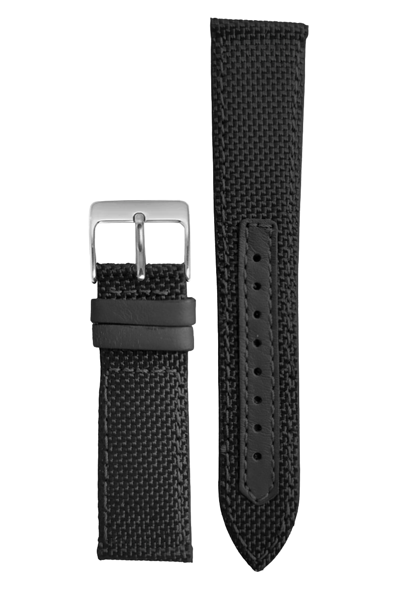 Pulseira Nylon Preta Fivela Prata PU296P (20mm)