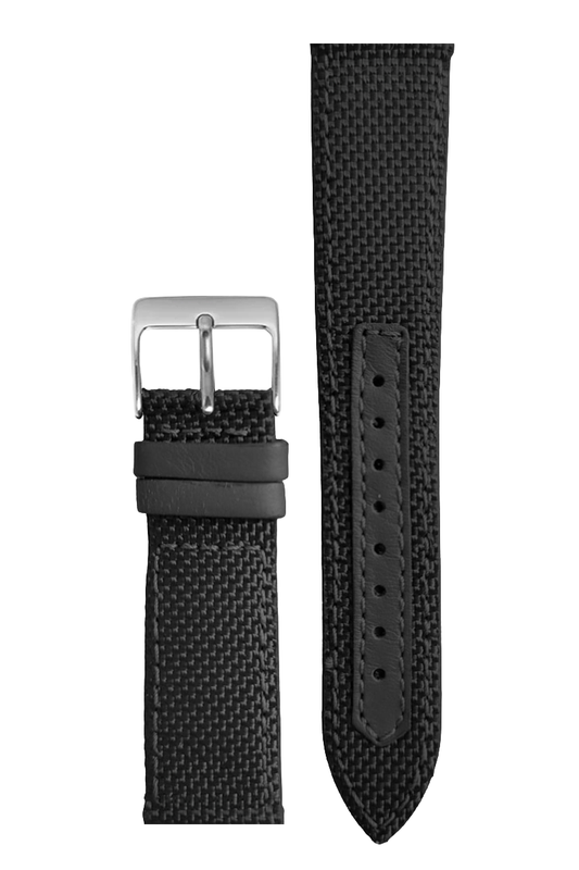 Pulseira Nylon Preta Fivela Prata PU296P (20mm)