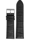 Pulseira Couro Preto Tipo Croco Fivela Prata PU168CRP