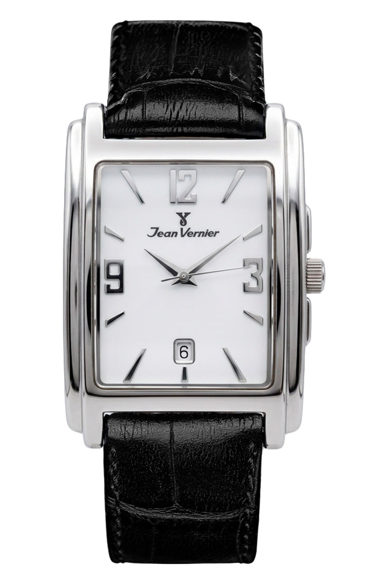 Relógio Jean Vernier Retangular Pulseira Couro JV02292B