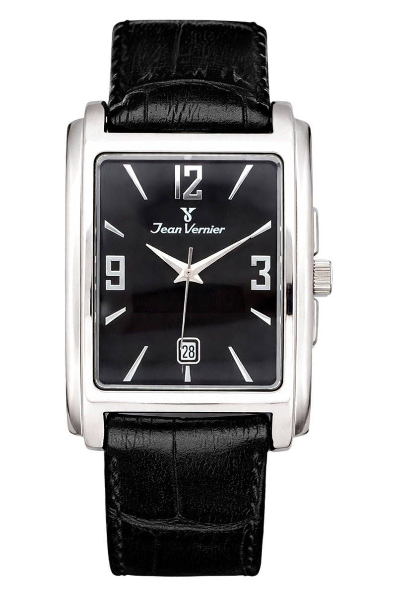 Relógio Jean Vernier Retangular Pulseira Couro JV02292P