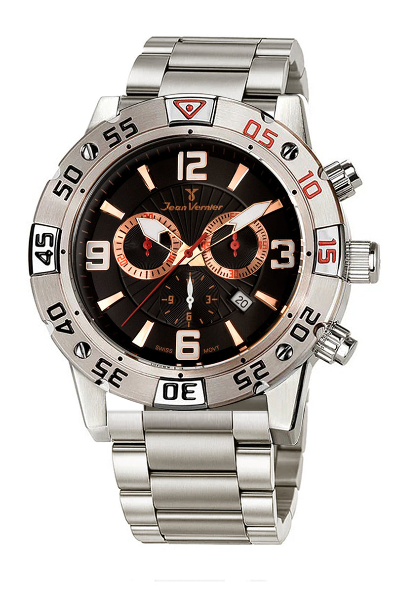 Relógio de Pulso Jean Vernier Aço Inoxidável Cronógrafo JV01111-15
