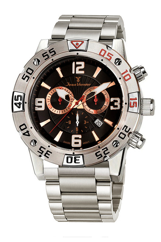 Relógio de Pulso Jean Vernier Aço Inoxidável Cronógrafo JV01111-15