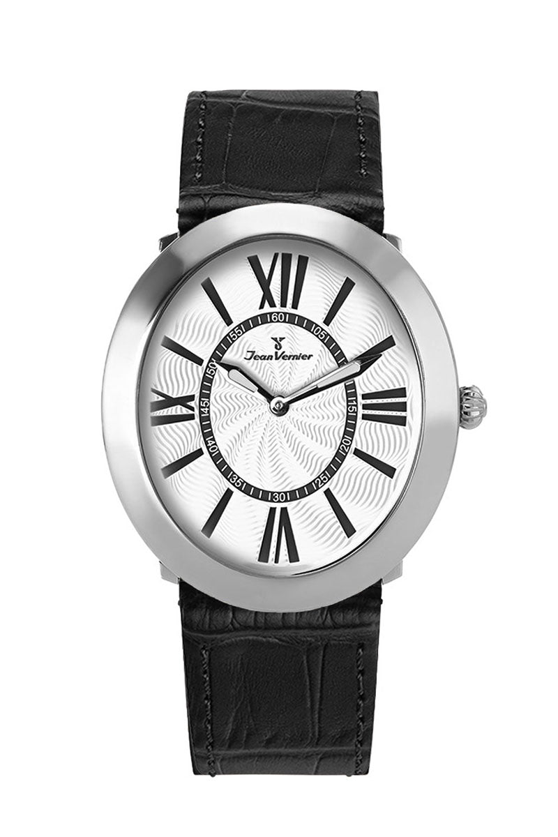 Relógio Jean Vernier Masculino Couro Tipo Croco Preto JV02096CP