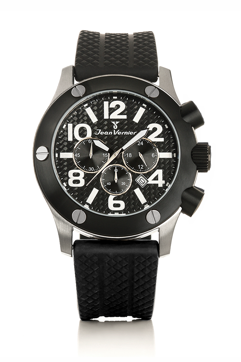 Relógio Jean Vernier Masculino Cronógrafo Preto JV08744