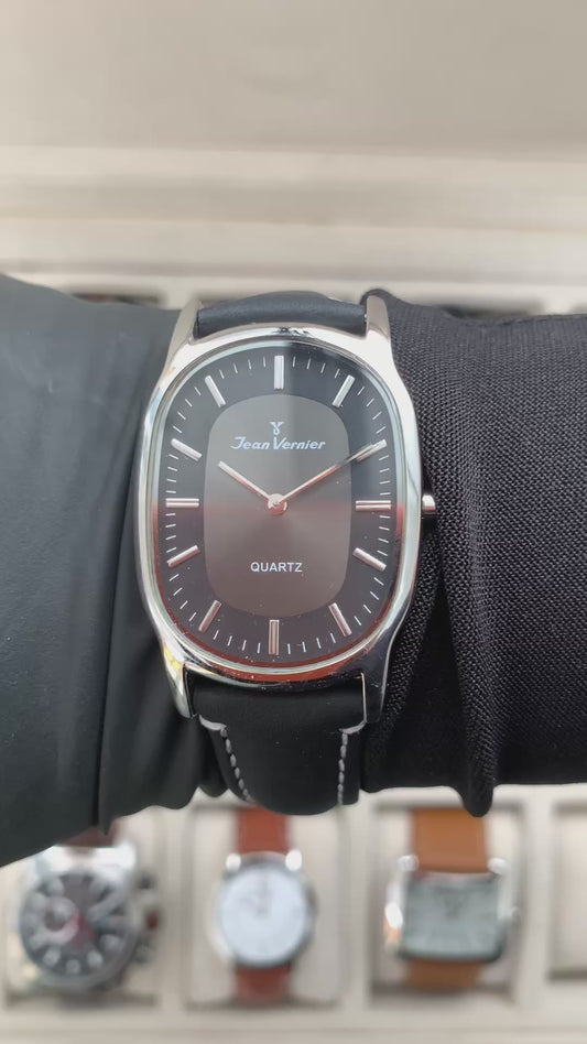 Relógio Jean Vernier Masculino Pulseira Couro Preto JV06285PP