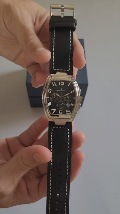 Relógio Jean Vernier Masculino Couro Preto JV00580