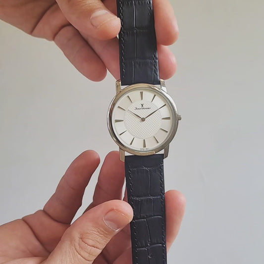 Relógio Jean Vernier Pulseira Couro Preto Social JV00333P