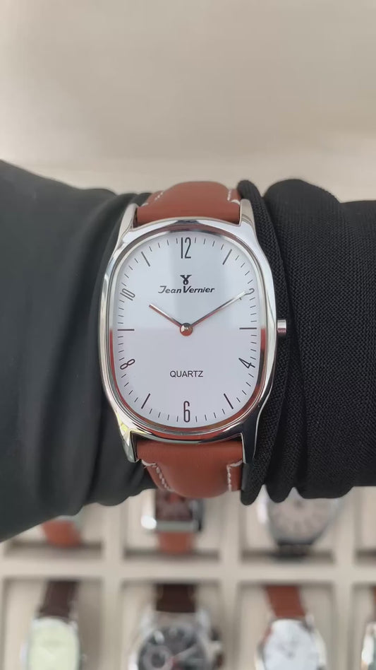Relógio Jean Vernier Masculino Pulseira Couro Havana JV06285BH