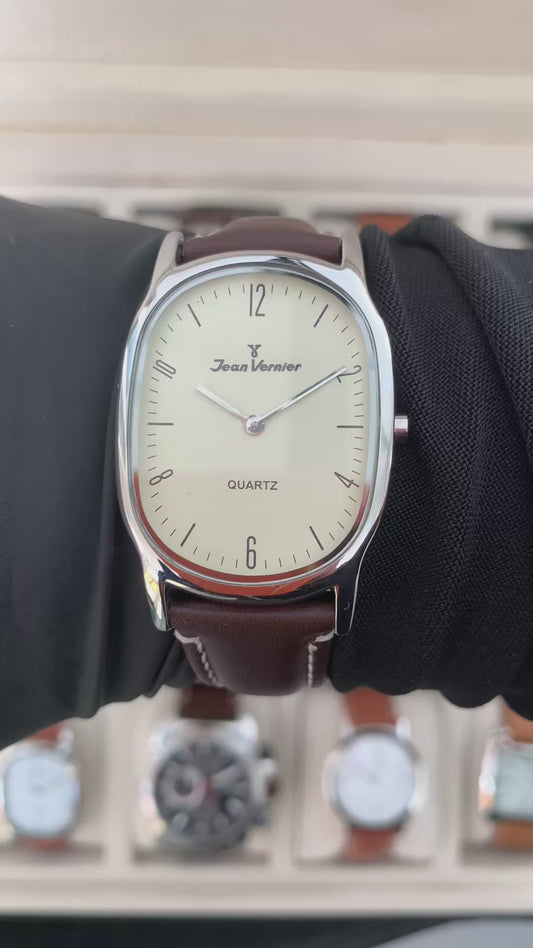 Relógio Jean Vernier Masculino Pulseira Couro Marrom JV06285BG