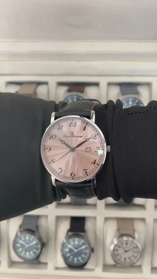 Relógio Masculino Jean Vernier Couro Preto JV01027