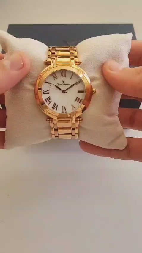 Relógio Jean Vernier Aço Inoxidável Dourado Feminino Movimento Suíço JV01001