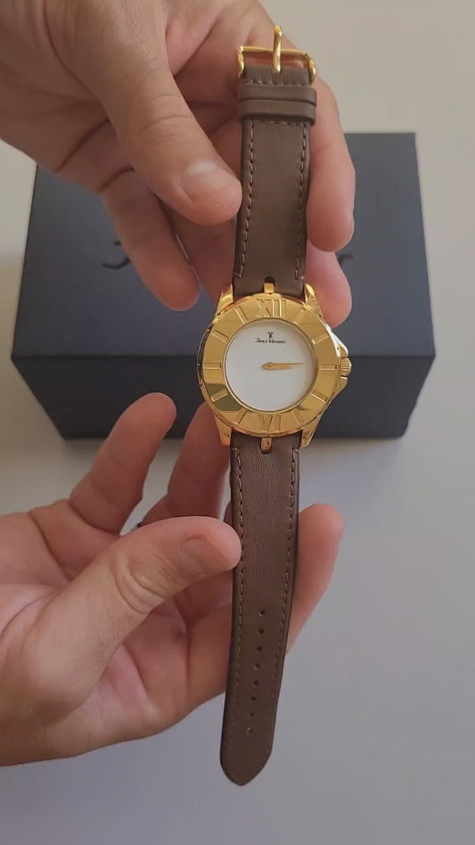 Relógio Feminino Jean Vernier Pulseira Couro Marrom JV03220
