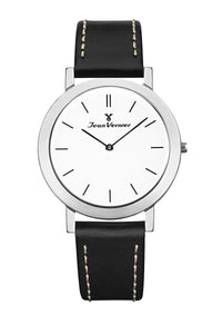 Relógio Jean Vernier Pulseira Couro Preto Social JV00043