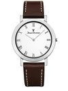 Relógio Jean Vernier Pulseira Couro Marrom Social Movimento Suíço JV00053