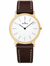 Relógio Jean Vernier Caixa Aço Pulseira Couro Marrom Social JV00332