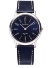 Relógio Jean Vernier Pulseira Couro Azul Social Vidro Cristal Safira JV03324A