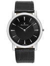 Relógio Jean Vernier Caixa Aço Pulseira Couro Preto Social JV00334P