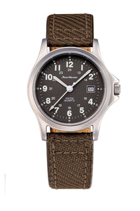 Relógio Jean Vernier Pulseira Couro / Nylon Marrom Calendário JV01331-04