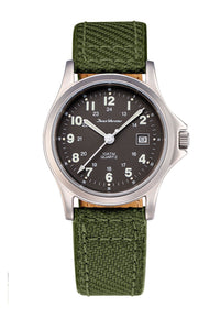 Relógio Jean Vernier Pulseira Couro / Nylon Verde Calendário JV01331-01